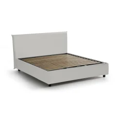 Letti Contenitore|Letti Alla Francese > Dmora Letto alla francese imbottito 155x205cm - Africa Bianco