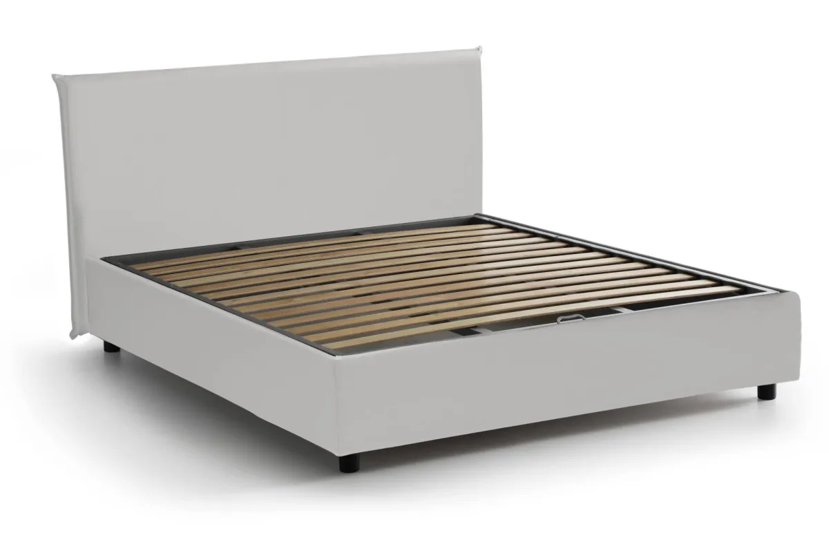 Letti Contenitore|Letti Alla Francese > Dmora Letto alla francese imbottito 155x205cm - Africa Bianco