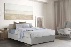 Letti Contenitore|Letti Alla Francese > Dmora Letto alla francese imbottito 155x215cm - Agalo Grigio