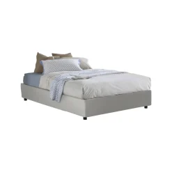 Letti Contenitore|Letti Alla Francese > Dmora Letto alla francese imbottito 155x215cm - Agalo Grigio