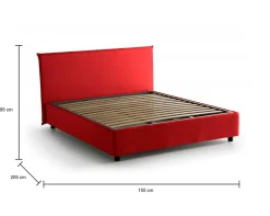 Letto alla francese imbottito rosso 155x205cm - Angelic