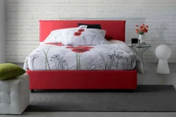 Letto alla francese imbottito rosso 155x205cm - Angelic