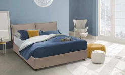 Letti Contenitore|Letti Alla Francese > Dmora Letto alla francese in ecopelle tortora 155x215cm - Asler Grigio Tortora