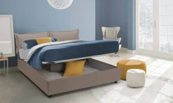 Letto alla francese in ecopelle tortora 155x205cm - Arzillo