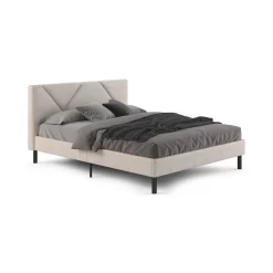 Letti Contenitore|Letti Alla Francese > Dmora Letto alla francese in legno 155x205cm - Alion Beige