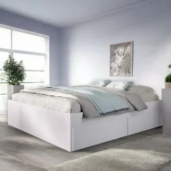 Letti Contenitore|Letti Alla Francese > Dmora Letto alla francese in legno 155x215cm - Annica Blu