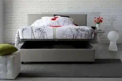 Letto alla francese in legno grigio 155x215cm - Alvacus