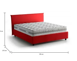 Letti Contenitore|Letti Alla Francese > Dmora Letto alla francese in legno 155x215cm - Aros Rosso