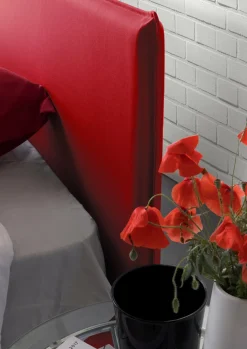 Letti Contenitore|Letti Alla Francese > Dmora Letto alla francese in legno 155x215cm - Aros Rosso