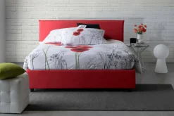 Letti Contenitore|Letti Alla Francese > Dmora Letto alla francese in legno 155x215cm - Aros Rosso