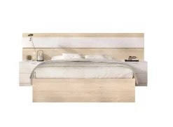 Letto alla francese in legno rovere e bianco 195x248cm - Bonnie