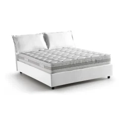 Letti Contenitore|Letti Alla Francese > Dmora Letto alla francese in tessuto 155x205cm - Arden Bianco