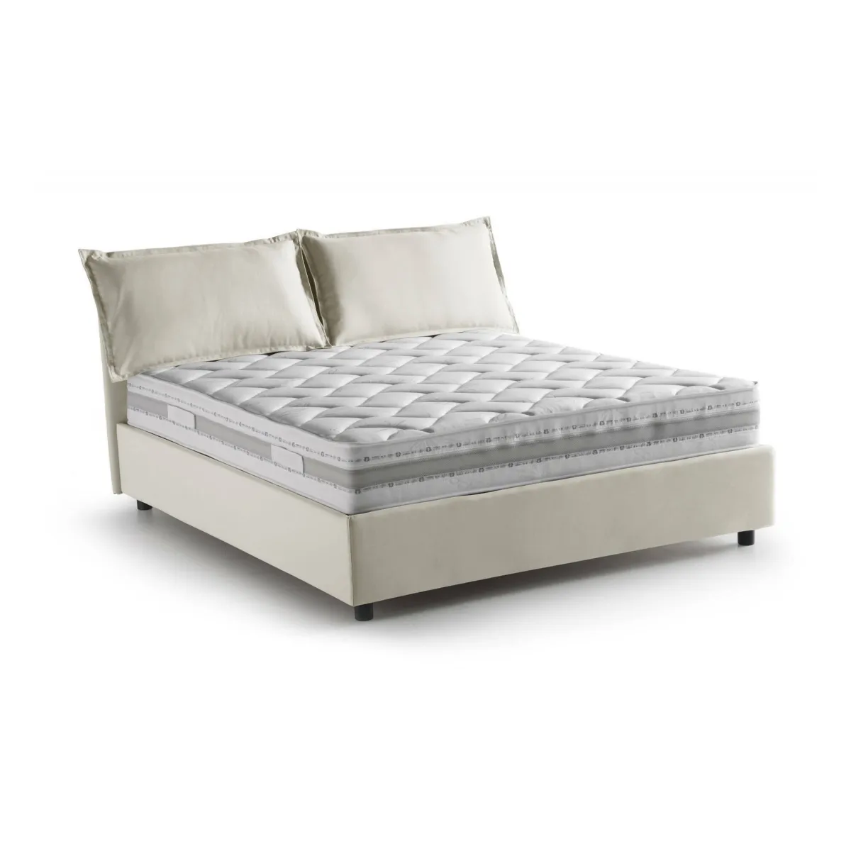 Letti Contenitore|Letti Alla Francese > Dmora Letto alla francese materasso incluso 155x205cm - Arden Beige