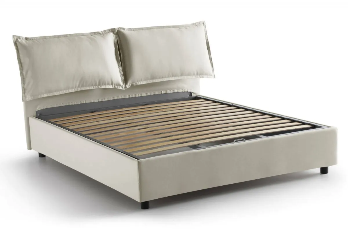 Letti Contenitore|Letti Alla Francese > Dmora Letto alla francese materasso incluso 155x205cm - Arden Beige