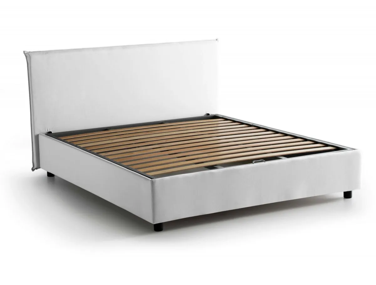 Letti Contenitore|Letti Alla Francese > Dmora Letto alla francese materasso incluso 155x215cm - Aros Bianco