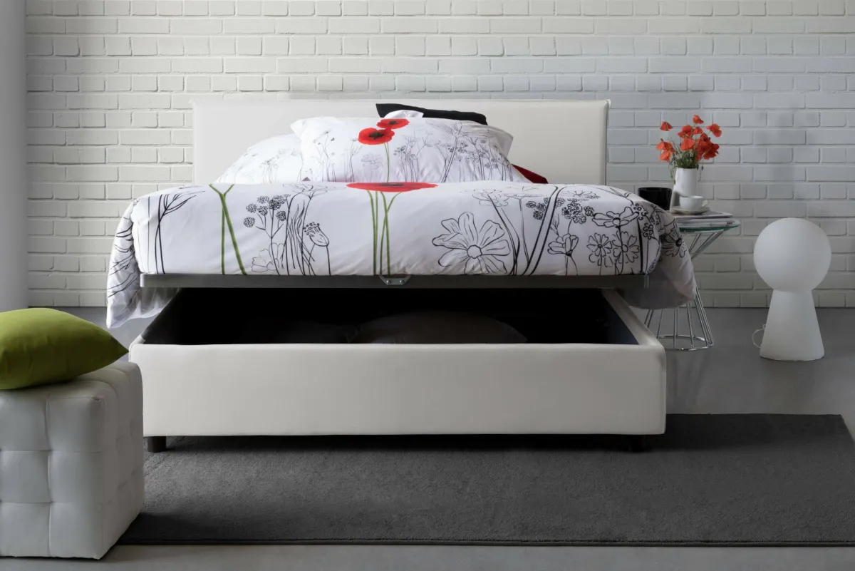 Letti Contenitore|Letti Alla Francese > Dmora Letto alla francese materasso incluso 155x215cm - Aros Bianco
