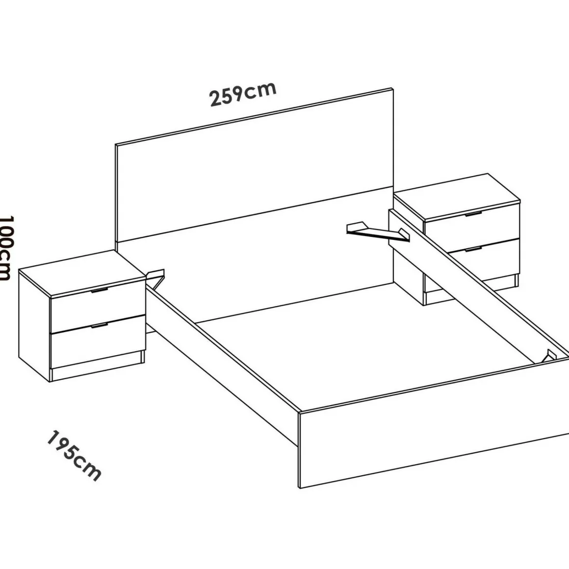 Letto alla francese moderno bianco 195x246cm - Ulika