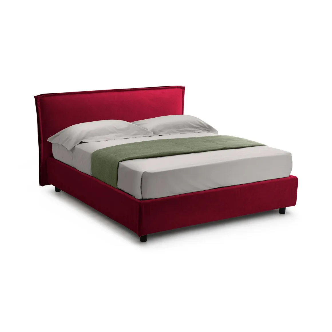 Letti Contenitore > Dmora Letto Alla Francese Materasso Incluso Sfoderabile, Contenitore Made in Italy - Broni Rosso