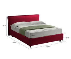 Letti Contenitore > Dmora Letto Alla Francese Materasso Incluso Sfoderabile, Contenitore Made in Italy - Broni Rosso