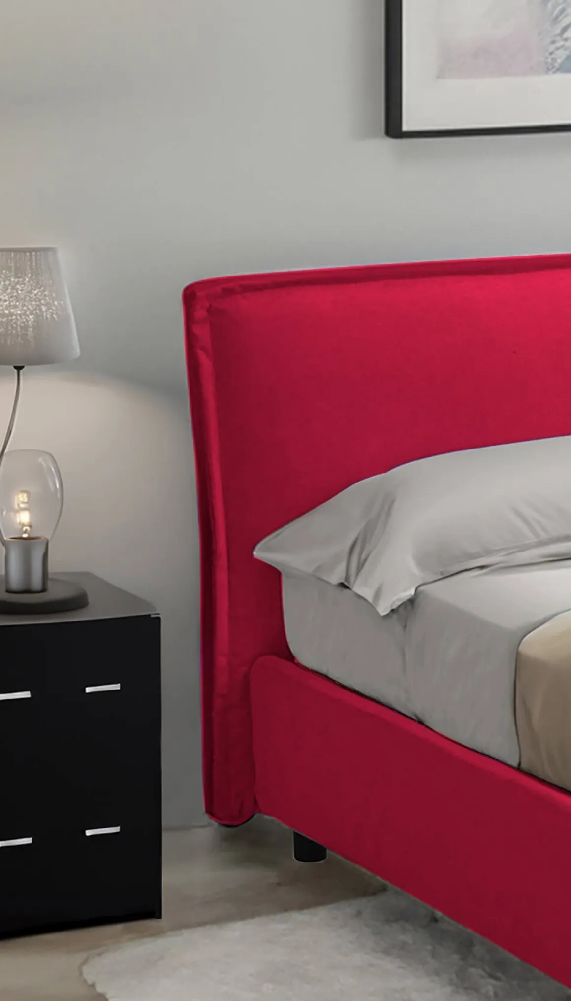Letti Contenitore > Dmora Letto Alla Francese Materasso Incluso Sfoderabile, Contenitore Made in Italy - Broni Rosso