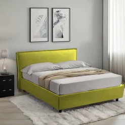 Letto Alla Francese Verde Sfoderabile Contenitore, Dimensione Materasso 120x190 cm Made in Italy - Bronte
