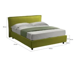 Letto Alla Francese Verde Sfoderabile Contenitore, Dimensione Materasso 120x190 cm Made in Italy - Bronte