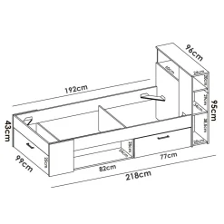 Cameretta|Letti Contenitore > Dmora Letto bambini cassetti e scaffale 218x99cm - Adrielle Bianco