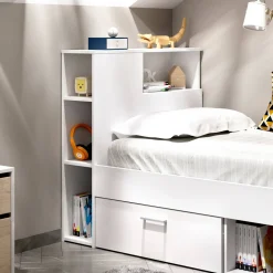 Cameretta|Letti Contenitore > Dmora Letto bambini cassetti e scaffale 218x99cm - Adrielle Bianco