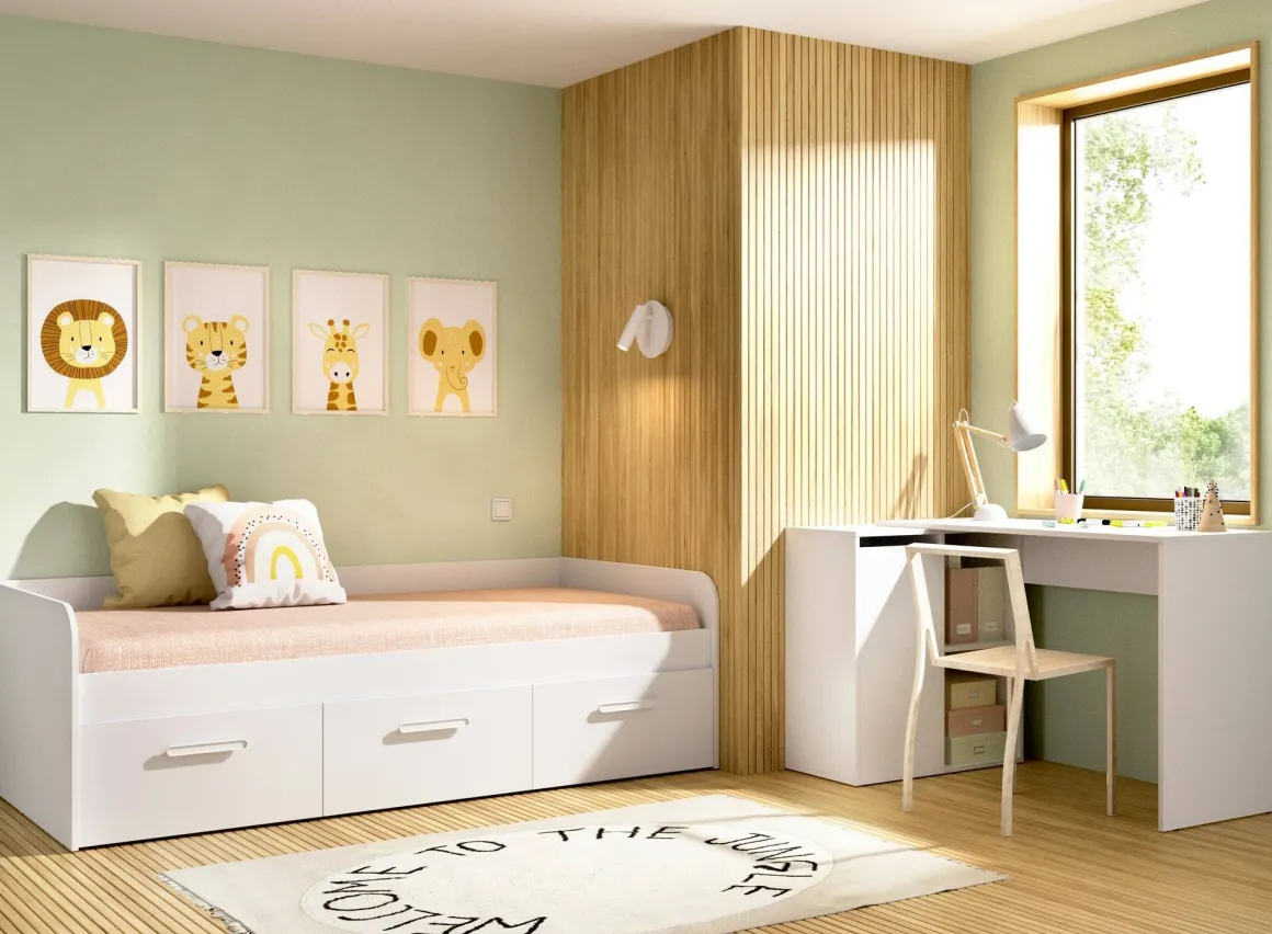 Letto bambini 3 cassetti 194x97cm bianco - Aco