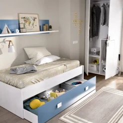 Cameretta|Camera Da Letto > Dmora Letto bambini 195x97cm bianco e blu - Aikiko Blu, Bianco