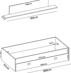 Cameretta|Camera Da Letto > Dmora Letto bambini 195x97cm bianco e blu - Aikiko Blu, Bianco