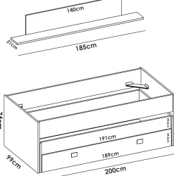 Cameretta|Camera Da Letto > Dmora Letto bambini 200x99cm bianco e blu - Arod Blu, Bianco