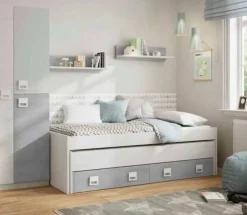 Cameretta|Camera Da Letto > Dmora Letto bambini 199x96cm bianco e cemento - Balzola Grigio, Bianco Cemento