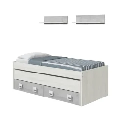 Cameretta|Camera Da Letto > Dmora Letto bambini 199x96cm bianco e cemento - Balzola Grigio, Bianco Cemento