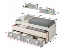 Cameretta|Camera Da Letto > Dmora Letto bambini 199x96cm bianco e cemento - Balzola Grigio, Bianco Cemento