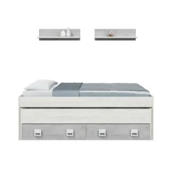 Cameretta|Camera Da Letto > Dmora Letto bambini 199x96cm bianco e cemento - Balzola Grigio, Bianco Cemento