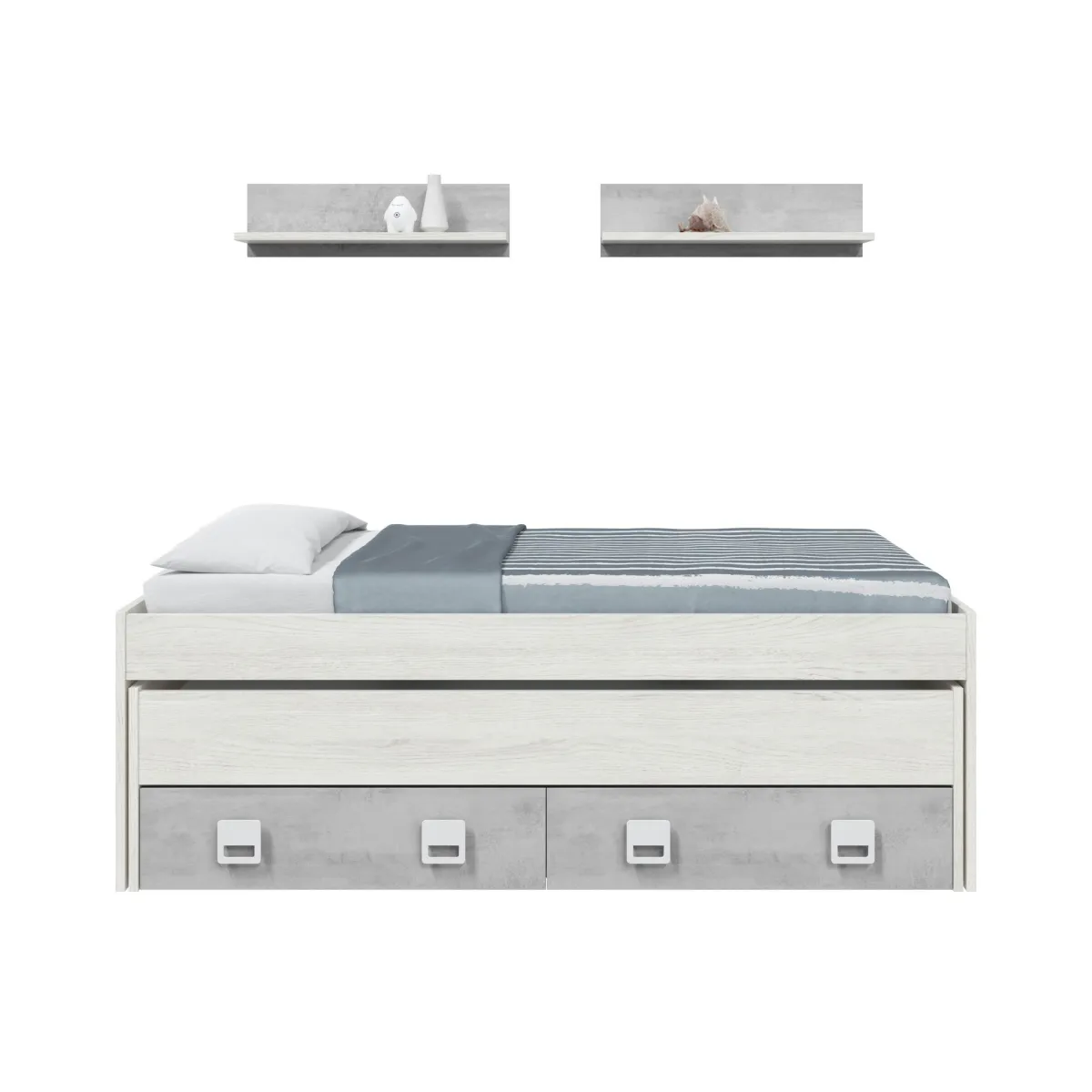 Cameretta|Camera Da Letto > Dmora Letto bambini 199x96cm bianco e cemento - Balzola Grigio, Bianco Cemento