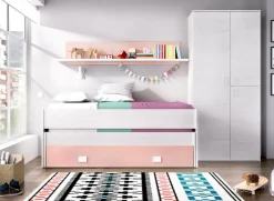 Letto bambini 200x99cm bianco e rosa - Arod