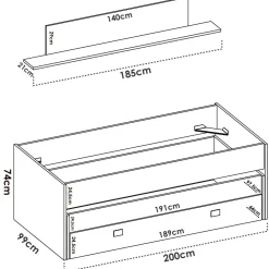 Letto bambini 200x99cm bianco e rosa - Arod