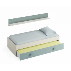 Cameretta|Letti Estraibili > Dmora Letto bambini 201x98cm bianco e verde acqua - Aqua Verde, Bianco Acqua