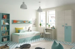 Cameretta|Letti Estraibili > Dmora Letto bambini 201x98cm bianco e verde acqua - Aqua Verde, Bianco Acqua