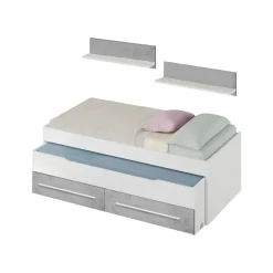Letto contenitore bambini 199x96cm bianco e cemento - Asi