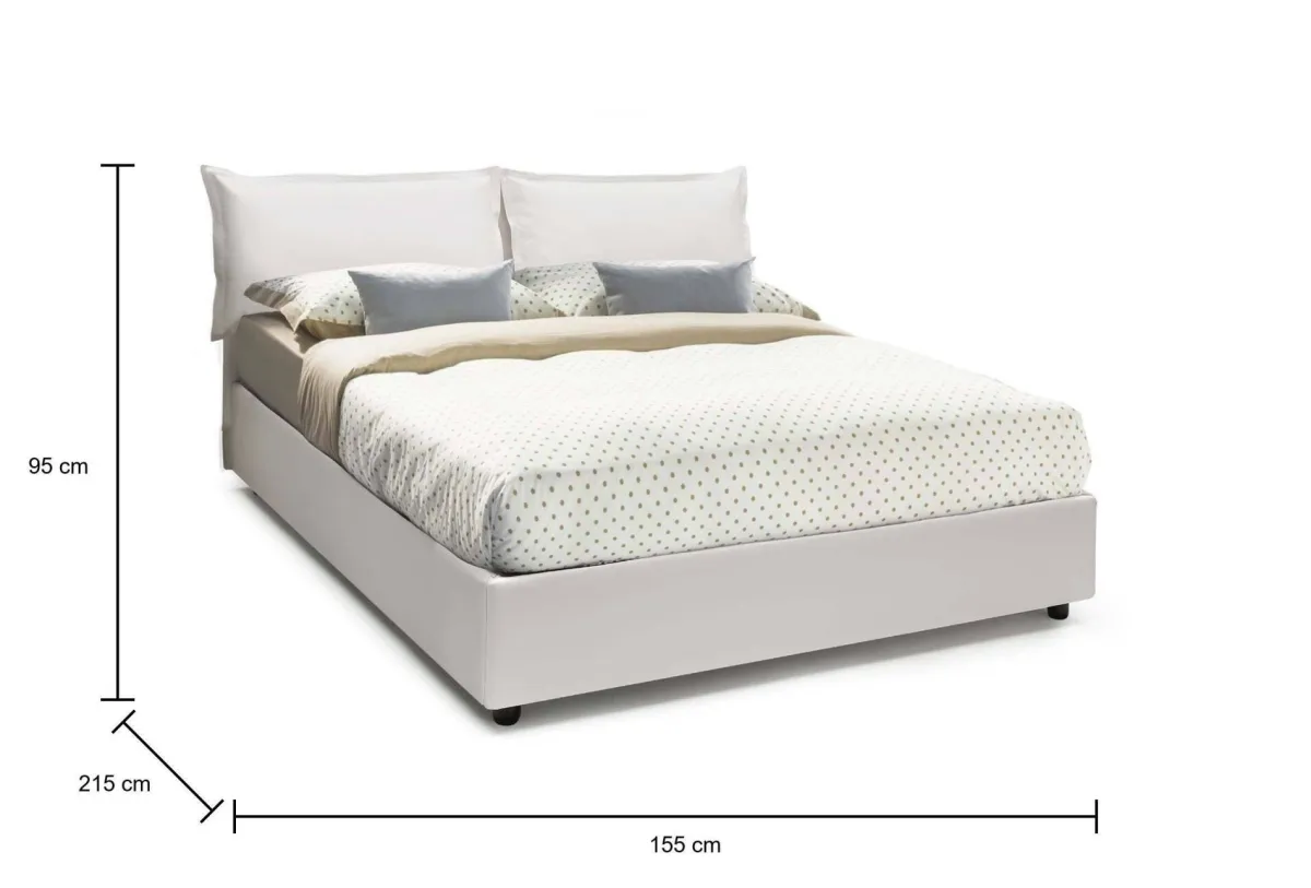 Letti Contenitore|Letti Alla Francese > Dmora Letto francese classico 155x215cm - Arry Bianco