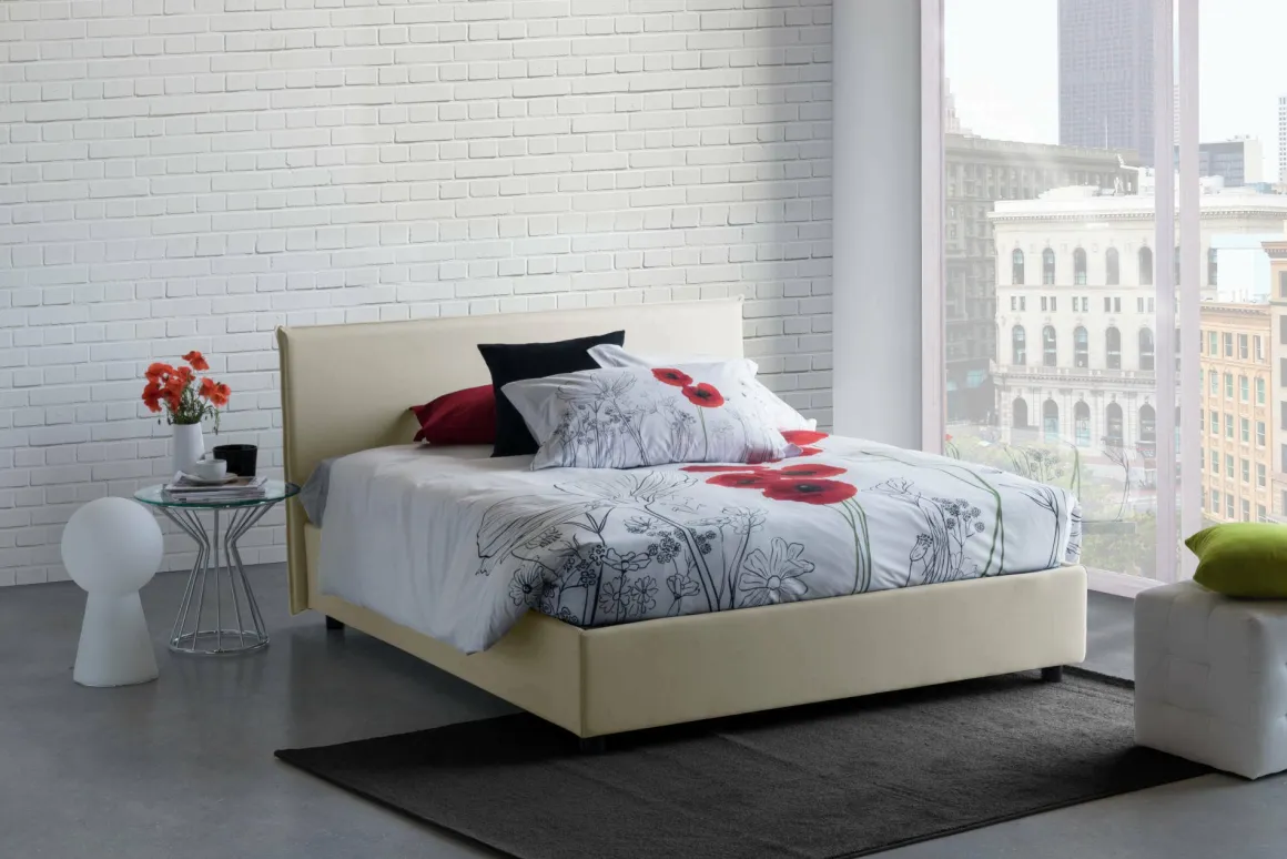 Letto francese contenitore beige 155x215cm - Aros
