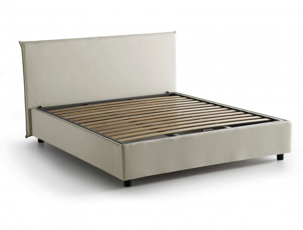 Letto francese contenitore beige 155x215cm - Aros