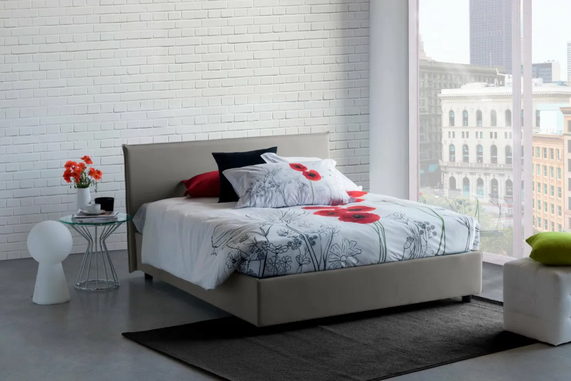Letto francese contenitore grigio 155x215cm - Aros