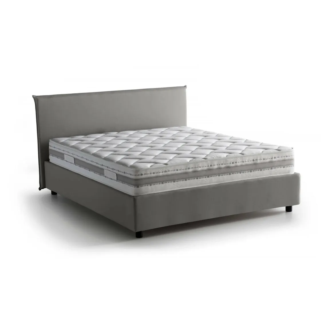 Letto francese contenitore grigio 155x215cm - Aros