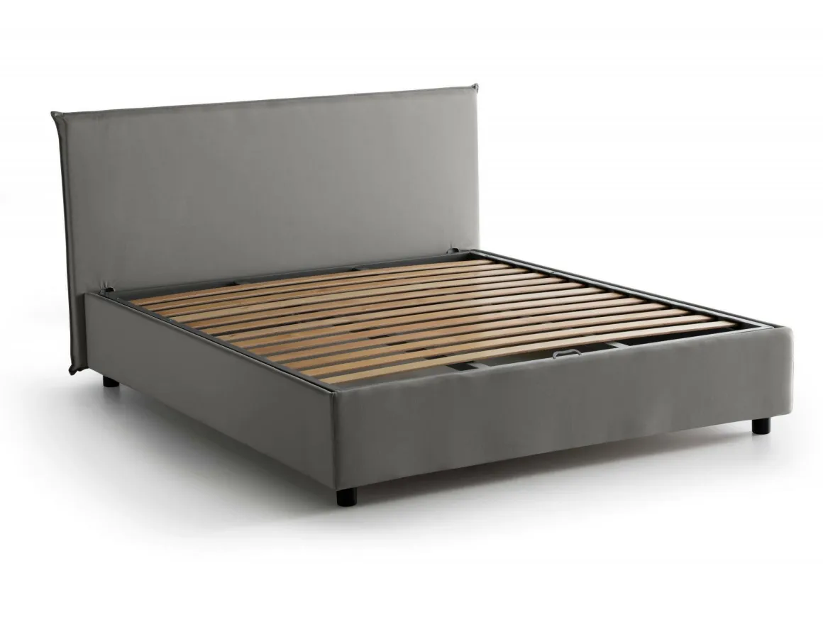 Letto francese contenitore grigio 155x215cm - Aros