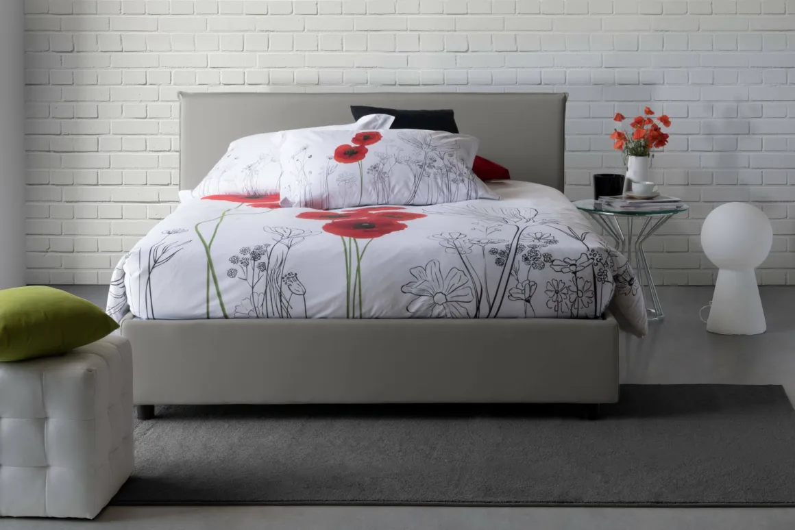 Letto francese contenitore grigio 155x215cm - Aros