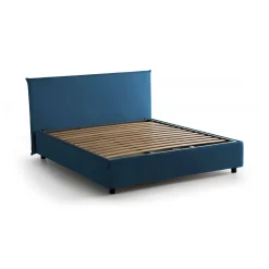 Letto francese con testiera blu 155x215cm - Alvacus